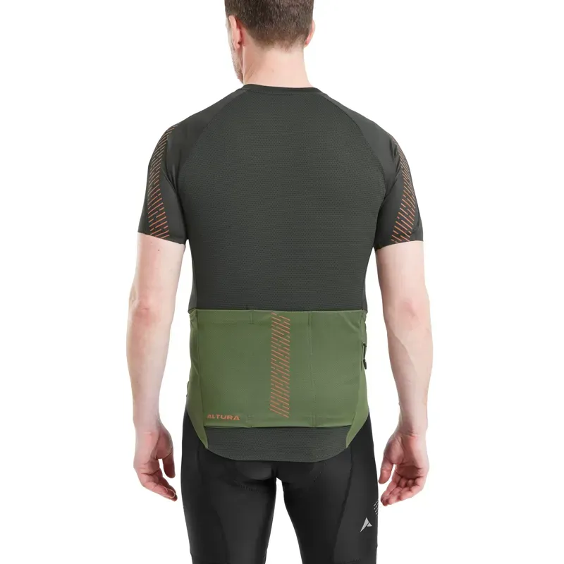 Altura Endurance Short Sleeve Cycling Jersey in Carbon/Olive-2