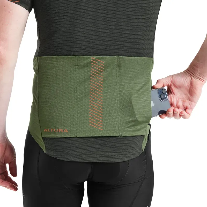 Altura Endurance Short Sleeve Cycling Jersey in Carbon/Olive-3