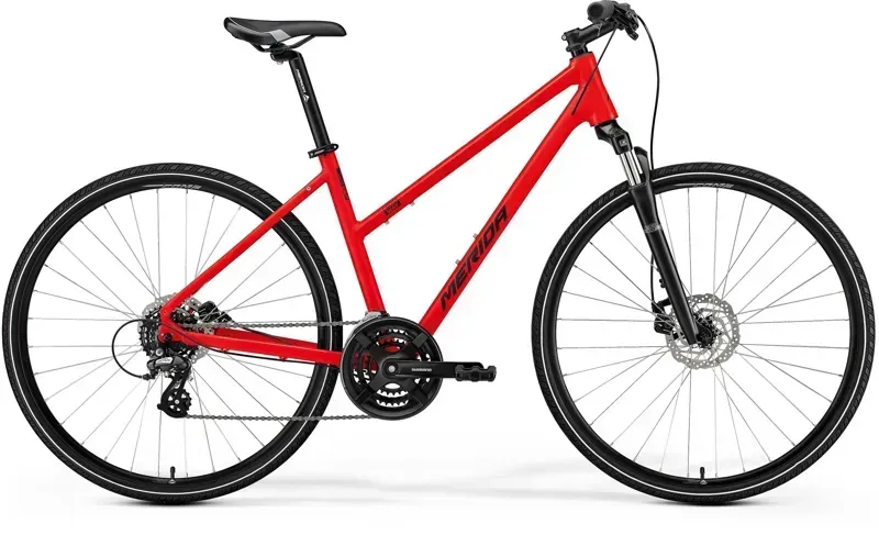 Merida Women's Crossway 10 Hybrid Bike in Red/Black
