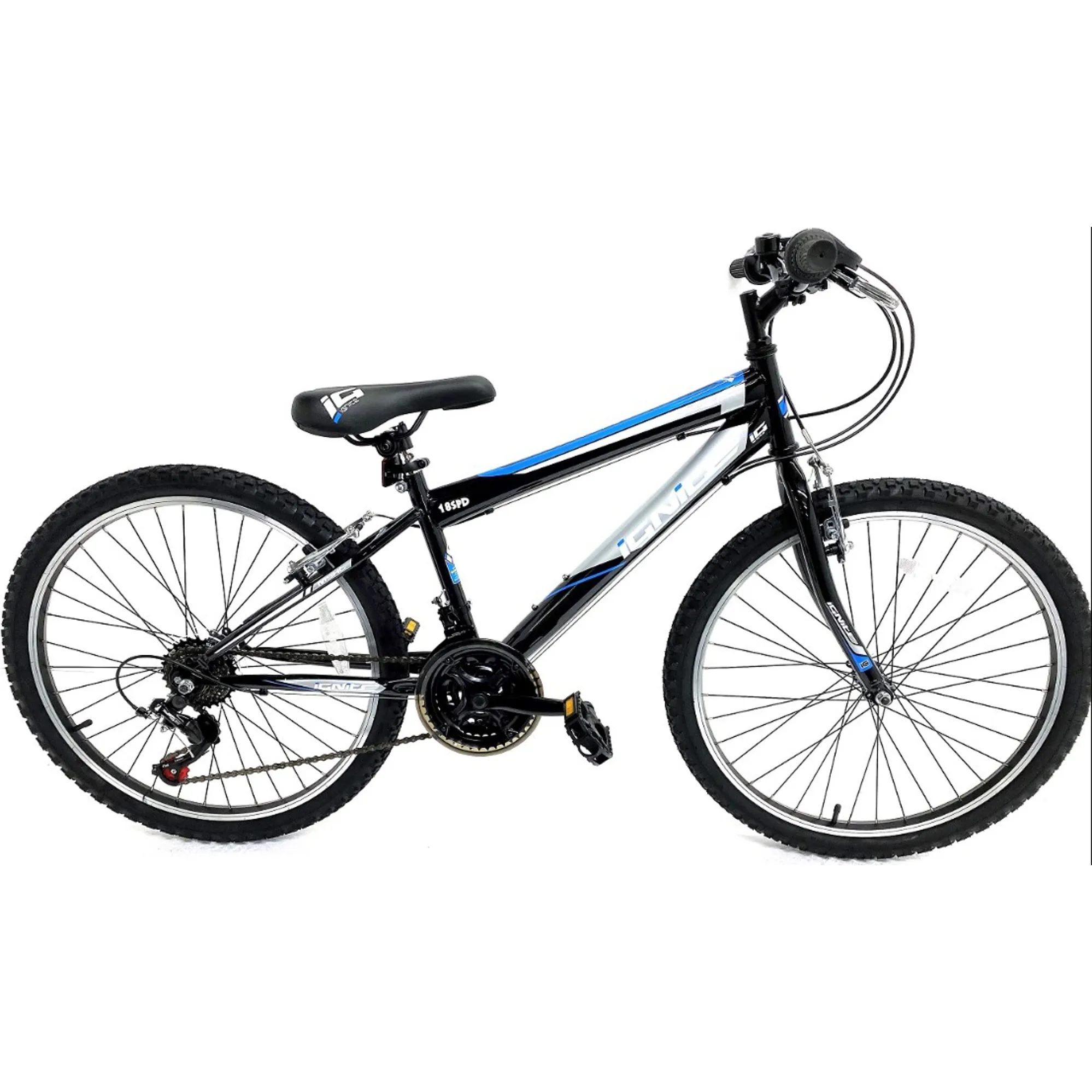 Ignite Attack Boys Mountain Bike-13inch Frame-24inch Wheel-Blk/Blue