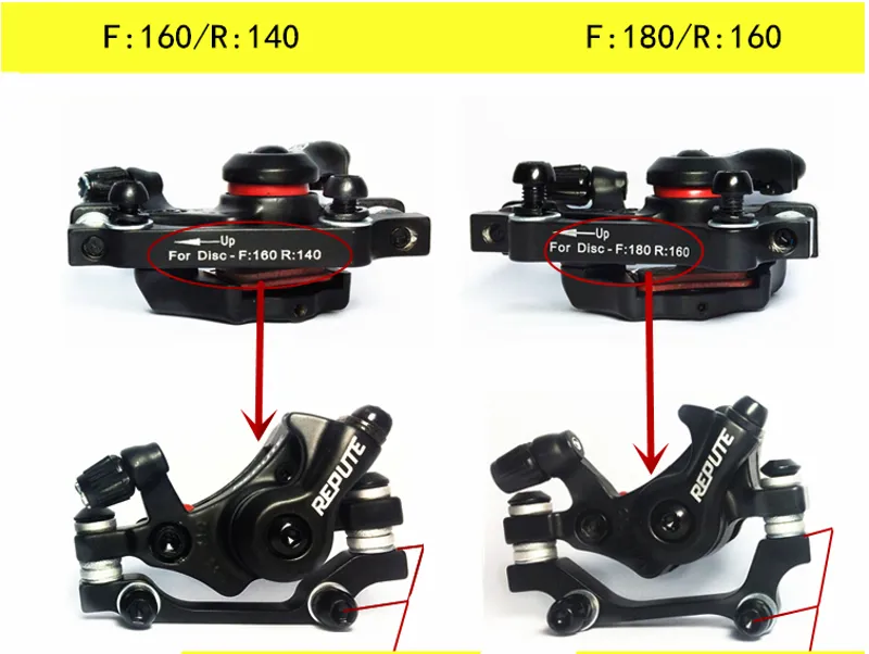 Repute Mechanical Disc Brake Calipers with Adaptors Black